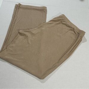 Chico's Travelers Collection Tan Slinky Knit Wide Leg Pants Size 3 / XL Regular